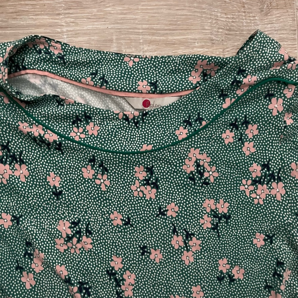 Boden Women’s Ava Jersey Midi Dress Green Floral Short Sleeves - 10P - Picture 5 of 9
